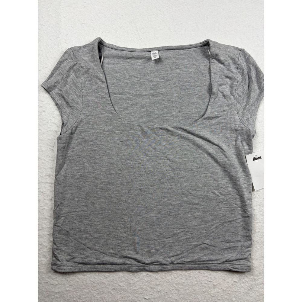 BP Nordstrom Rack Womens Large Gray Scoop Neck Short Sleeve Crop Top NWT